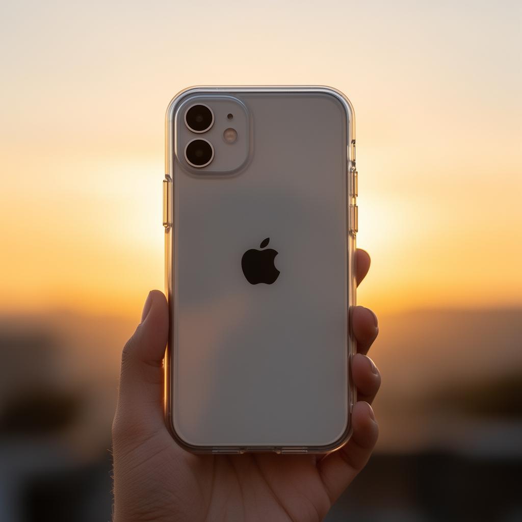 Kristallklarer Acryl Rücken zeigt iPhone Design